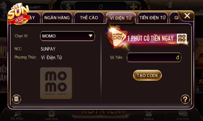 Phương thức giao dịch hỗ trợ 