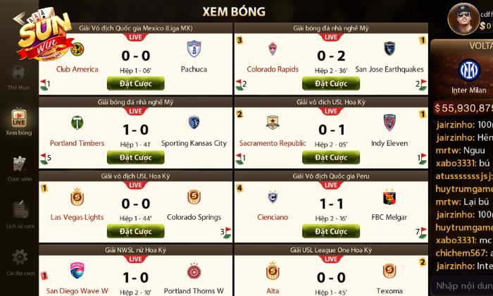 Truy cập sảnh thể thao Sunwin